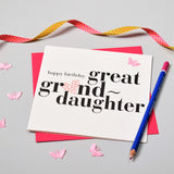 Birthday Card, Heart, great granddaughter, fabric butterfly Embellished