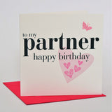 Birthday Card Partner, Pink, fabric butterfly Embellished