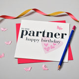 Birthday Card Partner, Pink, fabric butterfly Embellished