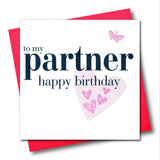 Birthday Card Partner, Pink, fabric butterfly Embellished