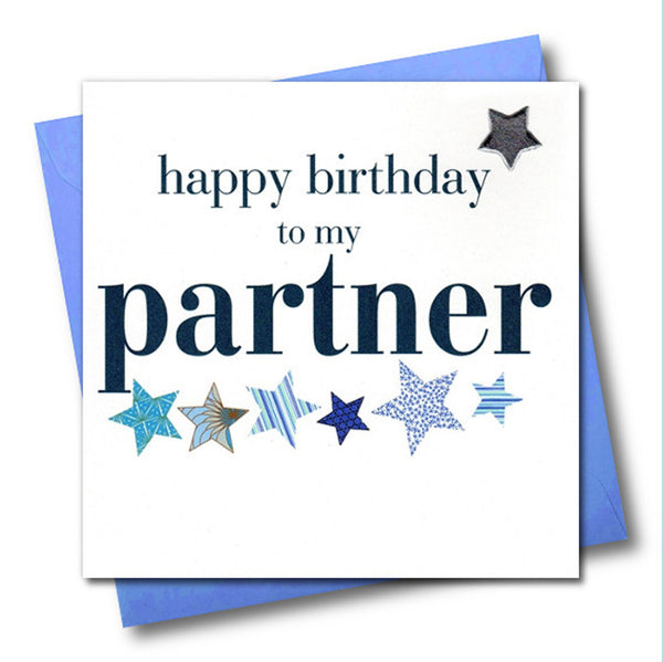 Birthday Card, Partner, Embellished with a shiny padded star