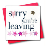 Good Luck Card, Sorry You're Leaving Pink, Embellished with a padded star
