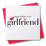 Birthday Card, Love Heart, To My Grlfriend, fabric butterfly Embellished