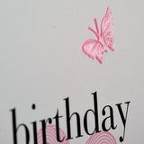 Birthday Card, Hearts, happy birthday Nan, embellished with a fabric butterfly