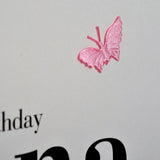 Birthday Card, Silver Heart, Happy Brithday Nana, fabric butterfly Embellished