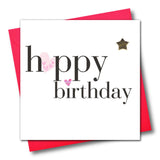 Birthday Card, Hearts, Happy Birthday, padded star embellished