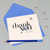 Thank You Card, Blue Star, Thank You Very Much, Embellished with a padded star
