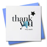 Thank You Card, Blue Star, Thank You Very Much, Embellished with a padded star