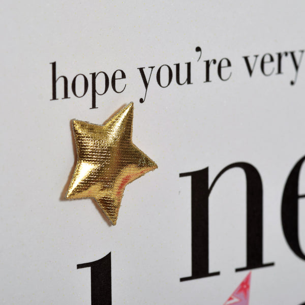 New Home Card, Pink Star, Embellished with a padded star