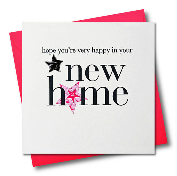 New Home Card, Pink Star, Embellished with a padded star