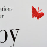 Ruby Wedding Anniversary Card, Pink Heart, fabric butterfly Embellished