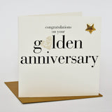Golden Wedding Anniversary Card, Gold Heart, Embellished with a padded star