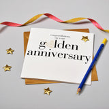 Golden Wedding Anniversary Card, Gold Heart, Embellished with a padded star
