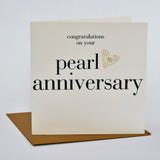 Wedding Card, Gold Heart, Congratulations on your pearl Anniversary