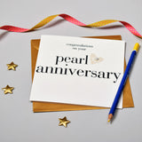 Wedding Card, Gold Heart, Congratulations on your pearl Anniversary