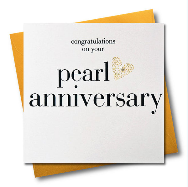 Wedding Card, Gold Heart, Congratulations on your pearl Anniversary