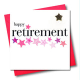 Good Luck Retirement Card, Pink Stars, Embellished with a padded star