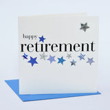 Good Luck Retirement Card, Blue Stars, Embellished with a padded star