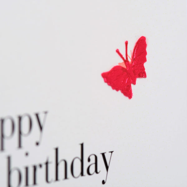 Birthday Card, Heart, Happy Birthday Niece, embellished with a fabric butterfly