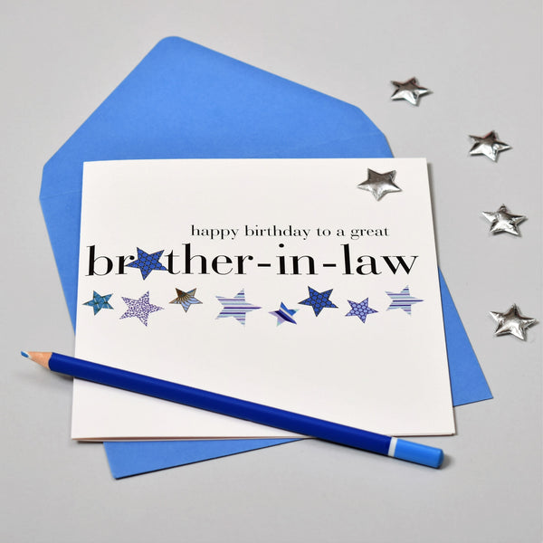 Birthday Card, Blue Stars, brother-in-law, Embellished with a padded star