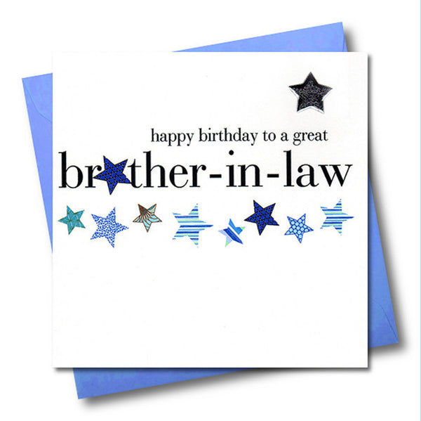 Birthday Card, Blue Stars, brother-in-law, Embellished with a padded star