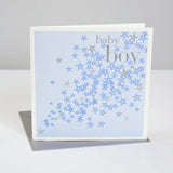 Baby Card, Blue Flowers, Baby Boy, Embossed and Foiled text