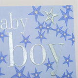Baby Card, Blue Flowers, Baby Boy, Embossed and Foiled text