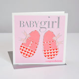 Baby Card, Pink Shoes, Baby Girl, Congratulations, Embossed and Foiled text