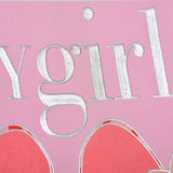 Baby Card, Pink Shoes, Baby Girl, Congratulations, Embossed and Foiled text