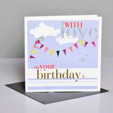 Birthday Card, Flags, With Love on your Birthday, Embossed and Foiled text