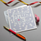 Birthday Card, Flowers, Birthday Hugs & Kisses, Embossed and Foiled text