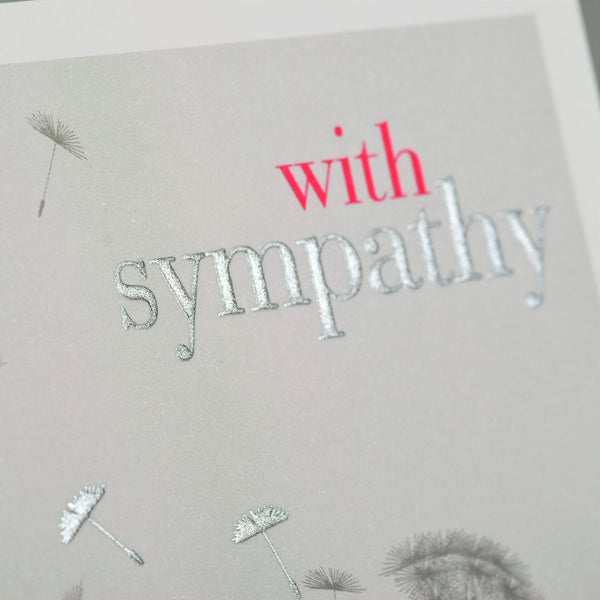 Sympathy Card, Thinking of you, Dandelion Clocks, Embossed and Foiled text