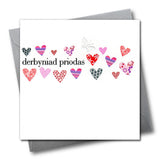 Welsh Wedding Card, Hearts, Wedding Acceptance, fabric butterfly embellished