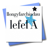 Welsh A Level Results Congratulations Card, Blue Stars padded star embellished