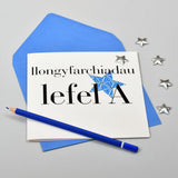 Welsh A Level Results Congratulations Card, Blue Stars padded star embellished