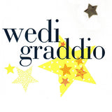 Welsh Graduation Congratulations Card, padded star embellished