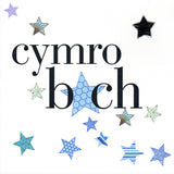 Welsh Baby Boy Card, Cymro Bach, Little Blue Stars, padded star embellished