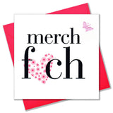 Welsh Baby Girl Card, Merch Fach, Pink Butterflies, fabric butterfly embellished