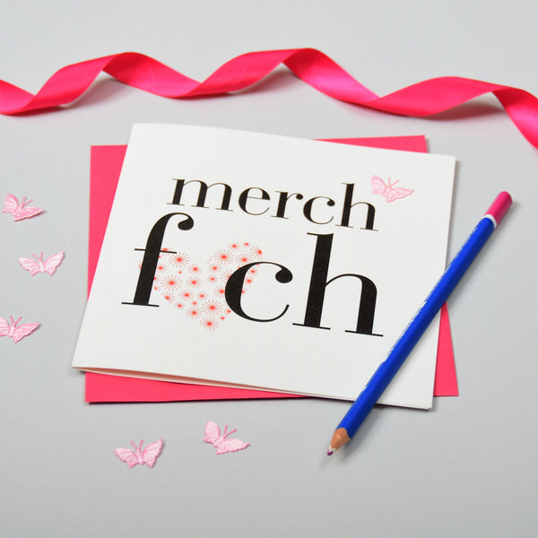 Welsh Baby Girl Card, Merch Fach, Pink Butterflies, fabric butterfly embellished