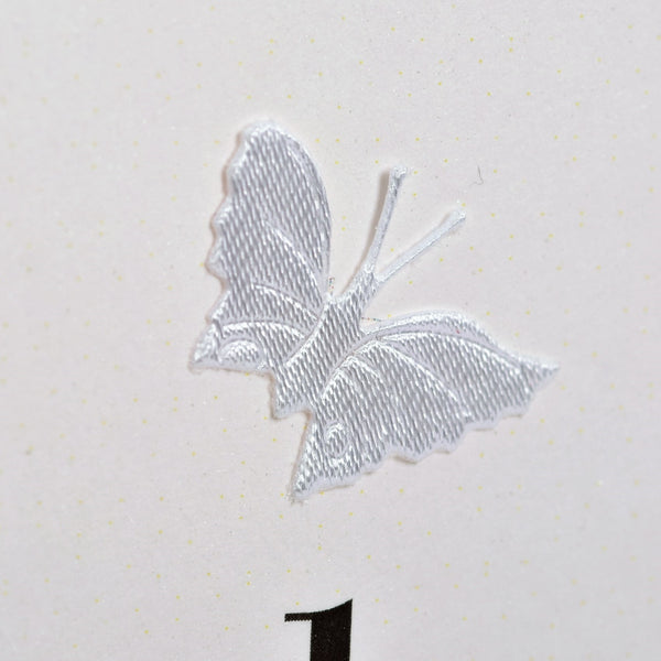 Welsh Silver Anniversary Wedding Card, Heart, fabric butterfly embellished