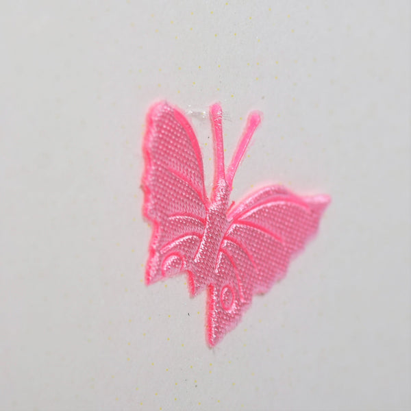 Welsh Ruby Anniversary Wedding Card, Pink Heart, fabric butterfly embellished