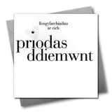 Welsh Wedding Card, Silver Heart, Congratulations on your Diamond Anniversary