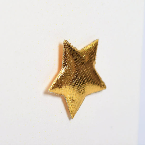 Welsh Exam Good Luck Card, Pink Stars, padded star embellished