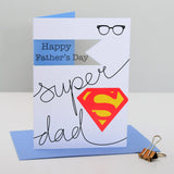 Father's Day Card, Super Dad, Happy Father's Day, See through acetate window
