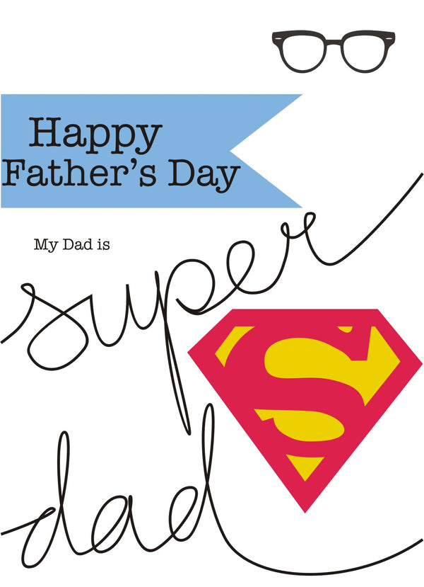 Father's Day Card, Super Dad, Happy Father's Day, See through acetate window