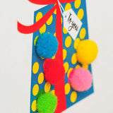 Everyday Card, Dotty Present, Happy Birthday, Embellished with colourful pompoms