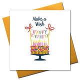 Everyday Card, Birthday Cake, Make a Wish, Embellished with colourful pompoms