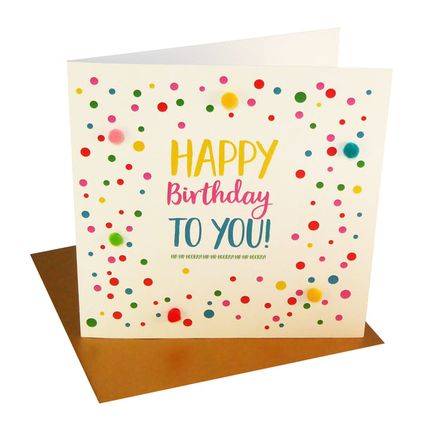 Everyday Card, Spots and Dots, Happy Birthday, Embellished with pompoms