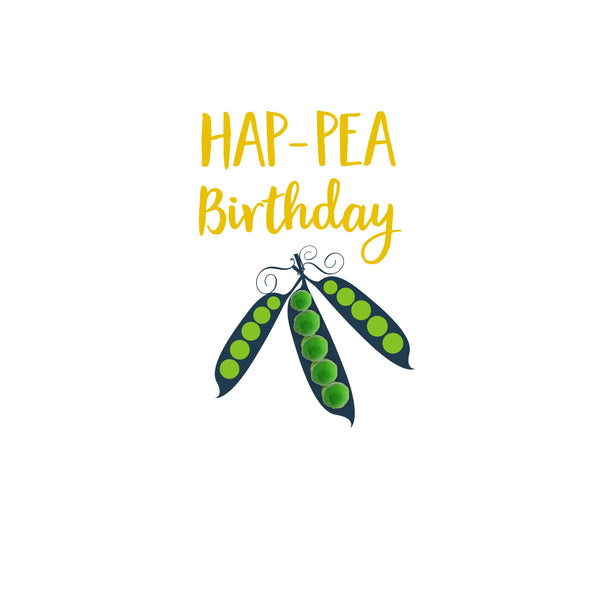 Everyday Card, Pea Pods, Hap-pea Birthday, Embellished with colourful pompoms