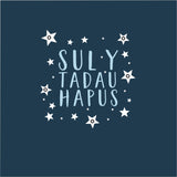 Welsh Father's Day Card, Sul y Tadau Hapus, White Stars, Pompom Embellished